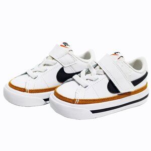 Nike Court Legacy Baby Shoes US. Size 4C Infant DA5382-102 White Black Gold